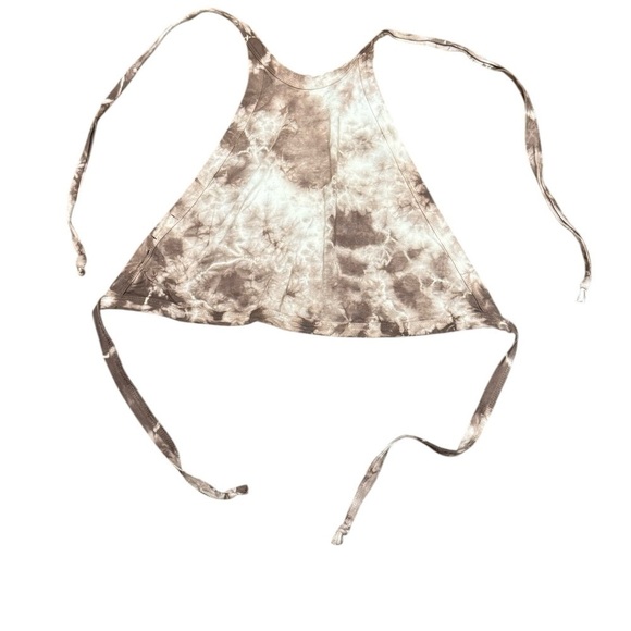 Urban Outfitters Ecote Halter Top Tie Dye Open Back Cropped Brown White Size XS - Picture 3 of 7